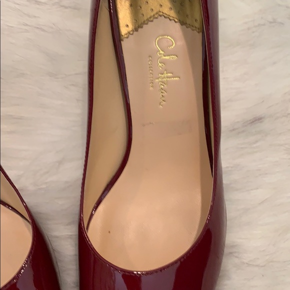 🍒Cole Haan Nike Air Cherry Red Peep Toe Pumps EUC - Picture 3 of 6